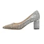 Glittrande Sexig Silver Afton Paljetter Pumps 2021 Läder 6 cm Rhinestone Tjocka Klackar Högklackade Spetsiga Pumps