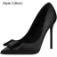 Chic / Beautiful Black Office OL Satin Pumps 2021 Bow 10 cm Stiletto Heels Pointed Toe High Heels