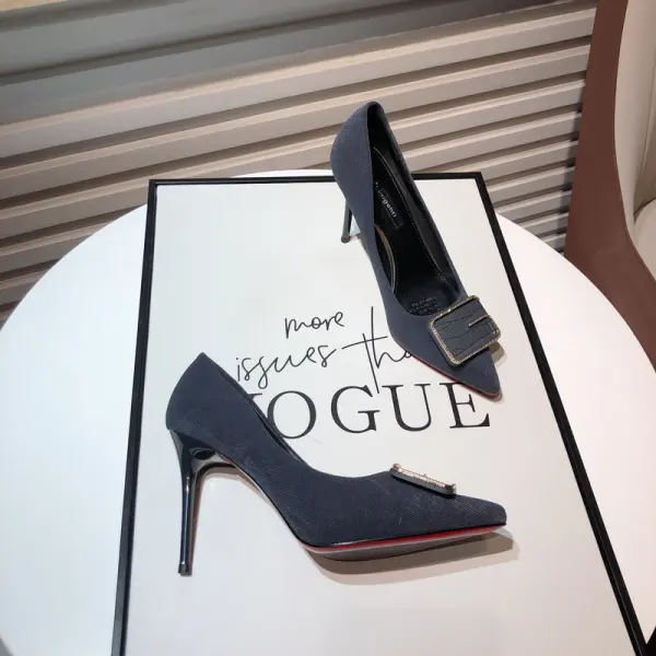 Mooie / Prachtige Zwarte OL Suede Pumps 2021 8 cm Naaldhakken / Stiletto Spitse Neus Hoge Hakken
