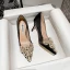 Elegante Schwarz Abend Perle Strass Pumps 2021 Satin Hochhackige 7 cm Stilettos Spitzschuh Pumps