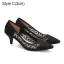Sexy Black Hall Lace Flower Pierced Pumps 2021 Tulle 7 cm Stiletto Heels Pointed Toe High Heels