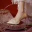 Elegant Champagne Pearl Wedding Shoes 2021 Satin High Heels 7 cm Stiletto Heels Pointed Toe Wedding Pumps