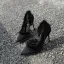 Schöne Schwarz Strassenmode Plüsch Wildleder Damenschuhe 2021 10 cm Stilettos Spitzschuh Offene Seite Hochhackige