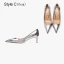 Mode Argenté Cocktail Cuir Escarpins 2021 Cuir Verni 10 cm Talons Aiguilles Talons Hauts À Bout Pointu Escarpins