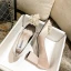 Elegant Champagne Pearl Satin Wedding Shoes 2021 7 cm Thick Heels Pointed Toe High Heels Wedding Pumps