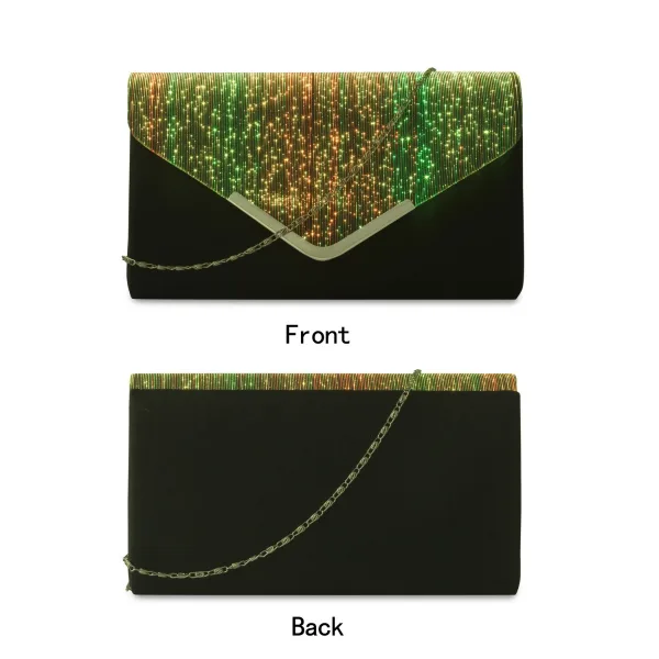 Eye-catching Illuminated Black LED Glitter Clutch Bags 2021 Christmas Rave Club Evening Party