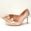 Chic / Beautiful Champagne Bridesmaid Satin Pumps 2021 Rhinestone Pearl 10 cm Stiletto Heels Pointed Toe High Heels
