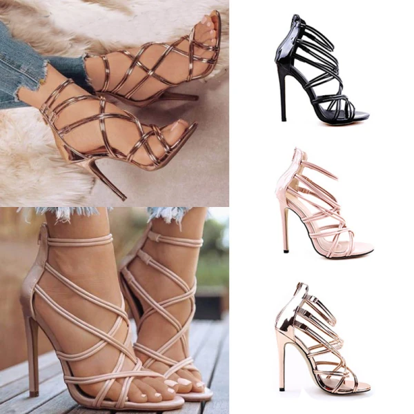 Sexy Gold Evening Party Womens Sandals 2021 11 cm Stiletto Heels Open / Peep Toe High Heels Sandals