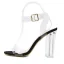 Sexy Noire Cocktail Transparente Sandales Femme 2021 11 cm Cristal Talons Épais Bride Cheville Peep Toes / Bout Ouvert Talons Hauts Sandales