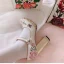 Charmant Blanche Brodé Promo Escarpins 2021 Cuir 10 cm Talons Épais Talons Hauts À Bout Rond Escarpins