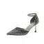 Charmant Gold Abend Strass Sandalen Damen 2021 Knöchelriemen 7 cm Stilettos Spitzschuh Hochhackige