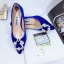 Elegant Royal Blue Evening Party Suede Pearl Pumps 2021 7 cm Stiletto Heels Pointed Toe High Heels