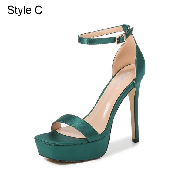 Sexy Noire Cocktail Sandales Femme 2021 Bride Cheville Imperméables 12 cm Talons Aiguilles Peep Toes / Bout Ouvert Talons Hauts