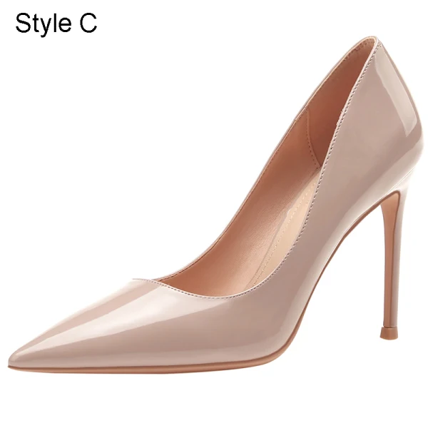 Fashion Burgundy Evening Party Patent Leather Pumps 2021 Leather High Heels 10 cm Stiletto Heels Pointed Toe Pumps