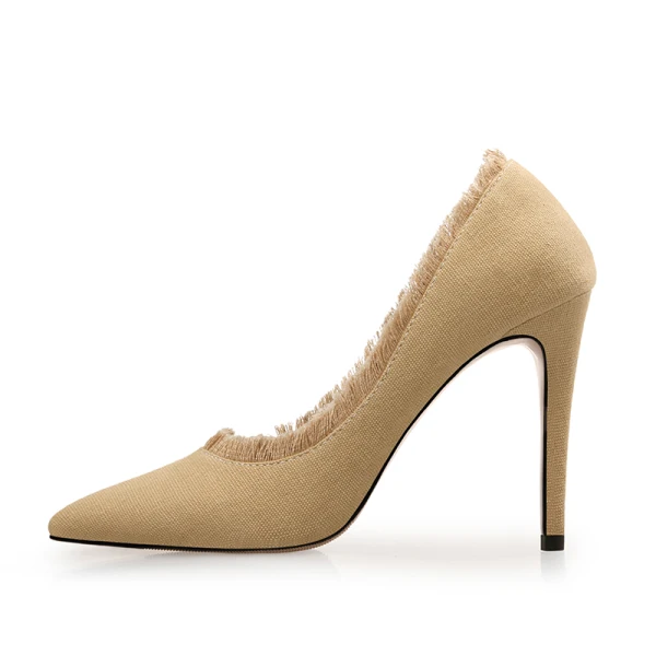 Fashion Pool Blue Street Wear Canvas Pumps High Heels 2021 10 cm Stiletto Heels Pointed Toe Pumps