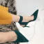 Chic / Belle Vert Foncé Vêtement de rue Daim Sandales Femme 2021 Bride Cheville 8 cm Talons Aiguilles À Bout Pointu Talons Hauts Sandales