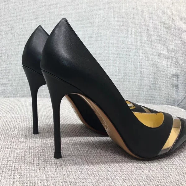 Schöne Schwarz Cocktail Durchbohrt Pumps 2021 Hochhackige 10 cm Stilettos Spitzschuh Pumps