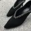 Vintage Schwarz Freizeit Leder Strass Pumps 2021 7 cm Stilettos Hochhackige Spitzschuh Pumps