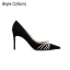 Elegante Zwarte Avond Parel Pumps 2021 Leer 10 cm Naaldhakken / Stiletto Spitse Neus Hoge Hakken Pumps