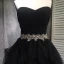Elegante Schwarz Ballkleider 2018 A Linie Perlenstickerei Kristall Pailletten Fallende Rüsche Off Shoulder Rückenfreies Ärmellos Sweep / Pinsel Zug Festliche Kleider