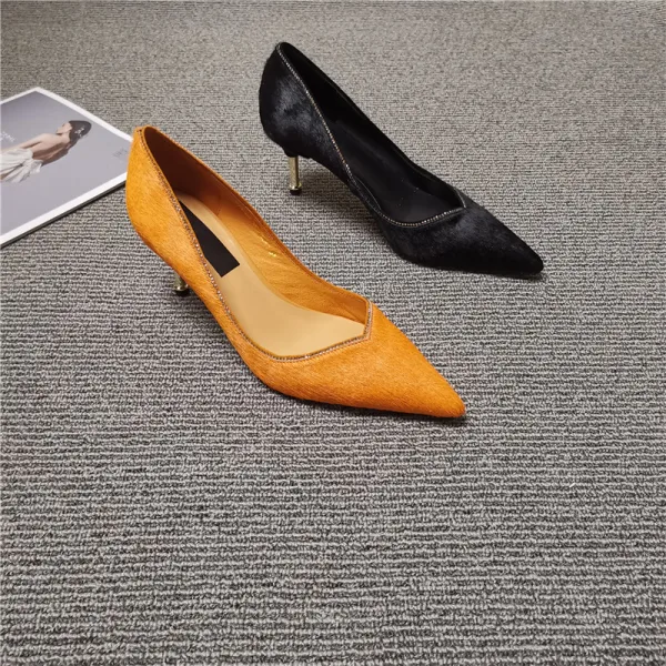 Modest / Simple Black Casual Suede Pumps 2021 5 cm Stiletto Heels High Heels Pointed Toe Pumps