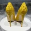 Chic / Beautiful Yellow Cocktail Party Snakeskin Print Pumps 2021 12 cm Stiletto Heels Pointed Toe Pumps High Heels