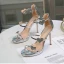 Sexy Champagne Cocktail Faux Diamant Forme de coeur Sandales Femme 2021 10 cm Talons Aiguilles Peep Toes / Bout Ouvert Sandales Talons Hauts