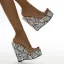 Sexy Transparent Blanche Désinvolte Motif Peau De Serpent Sandales Femme 2021 16 cm Super Compensées Plateforme Peep Toes / Bout Ouvert Sandales