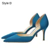 Chic / Beautiful Navy Blue Office OL Leather Open Side Womens Shoes 2021 8 cm Stiletto Heels Pointed Toe High Heels