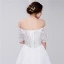 Chic / Beautiful White Wedding Dresses 2018 A-Line / Princess Lace Off-The-Shoulder Backless Short Sleeve Court Train Wedding