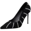 Charmant Noire Soirée Faux Diamant Escarpins 2021 9 cm Talons Aiguilles À Bout Pointu Escarpins Talons Hauts