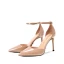 Sexy Champagne Evening Party Patent Leather Womens Sandals 2021 Ankle Strap 10 cm Stiletto Heels Pointed Toe Sandals High Heels