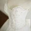 Moderne / Mode Blanche Robe De Mariée 2018 Robe Boule Perlage Cristal Faux Diamant Paillettes Noeud Bustier Dos Nu Sans Manches Tribunal Train Mariage