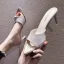 Sexy Freizeit Beige Strass Pantolette & Flip-Flops 2021 7 cm Stilettos Peeptoes Sandalen Damen