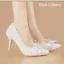 Charmant Ivoire En Dentelle Fleur Perle Cristal Chaussure De Mariée 2021 15 cm Talons Aiguilles À Bout Pointu Mariage Talons Hauts