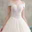 Elegant Champagne Wedding Dresses 2018 Ball Gown Appliques Lace Off-The-Shoulder Backless Sleeveless Cathedral Train Wedding