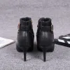 Fashion Black Street Wear Rivet Suede Womens Boots 2021 Leather Ankle 5 cm Stiletto Heels Pointed Toe Boots High Heels