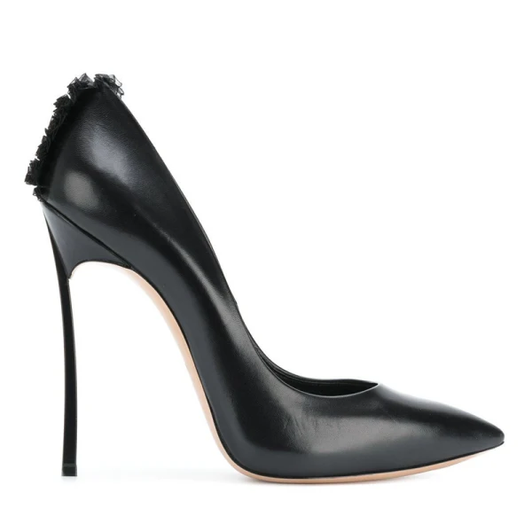 Fashion Black Cocktail Party Pumps High Heels 2021 Leather 10 cm Stiletto Heels Pointed Toe Pumps