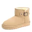 Mote Damesko 2017 Svart Lær Ankel Suede Spenne Casual Vinter Flate Snow Boots