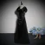 Chic / Beautiful Black Rhinestone Satin Prom Dresses 2023 A-Line / Princess V-Neck Short Sleeve Floor-Length / Long Prom Formal Dresses