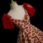 Fancy Burgundy Rhinestone Floral Prom Dresses 2025 Ball Gown Square Neckline Satin Short Sleeve Backless Floor-Length / Long Formal Dresses