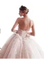 Luxus / Herrlich Champagner Brautkleider / Hochzeitskleider 2019 A Linie Plissee Bandeau Perlenstickerei Spitze Blumen Ärmellos Rückenfreies Kapelle-Schleppe