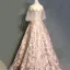 Luxe Perle Rose Robe De Soirée 2018 Princesse Appliques En Dentelle Perlage Cristal Faux Diamant Paillettes Encolure Dégagée Dos Nu 1/2 Manches Longue Robe De Ceremonie