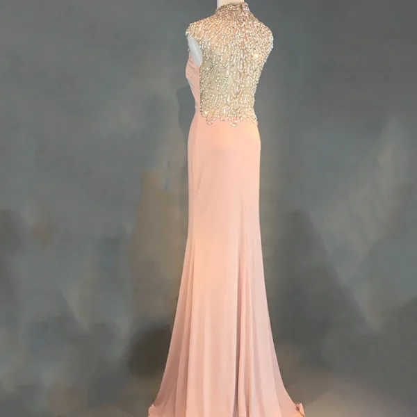 Luxury / Gorgeous Black Evening Dresses 2018 Trumpet / Mermaid Pierced Beading Crystal Rhinestone Sequins High Neck Sleeveless Floor-Length / Long Formal Dresses