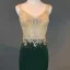 Chic / Beautiful Dark Green Evening Dresses  2018 Trumpet / Mermaid Handmade  Beading Crystal Rhinestone V-Neck Backless Sleeveless Floor-Length / Long Formal Dresses