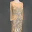 Luxury / Gorgeous Champagne Evening Dresses  2018 Trumpet / Mermaid Beading Crystal Pearl Rhinestone Sequins Scoop Neck Long Sleeve Sweep Train Formal Dresses