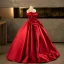 Elegant Burgundy Prom Dresses 2025 Ball Gown Off-The-Shoulder Bow Short Sleeve Backless Floor-Length / Long Formal Dresses
