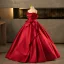 Elegant Burgundy Prom Dresses 2025 Ball Gown Off-The-Shoulder Bow Short Sleeve Backless Floor-Length / Long Formal Dresses
