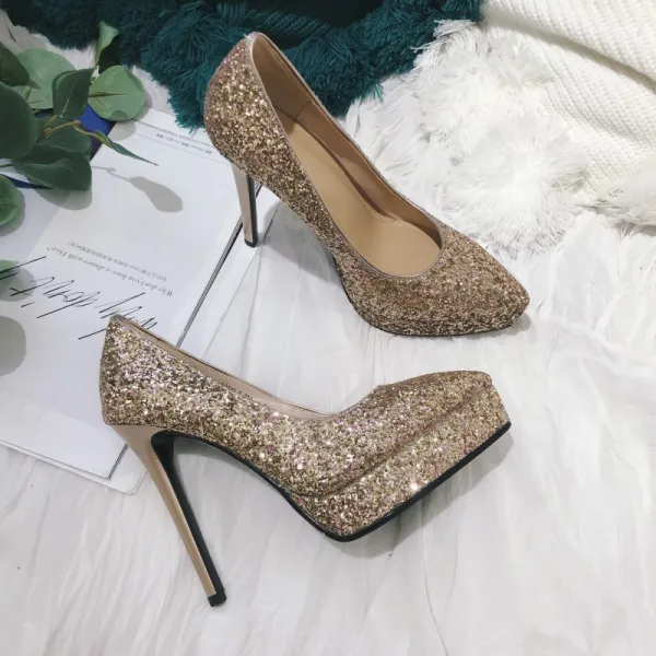 Glittrande Silver Afton Paljetter Pumps 2021 Läder 12 cm Högklackade Stilettklackar Spetsiga Pumps