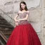 Sparkly Burgundy Prom Dresses 2018 Ball Gown Beading Rhinestone Sequins Off-The-Shoulder Backless Sleeveless Floor-Length / Long Formal Dresses